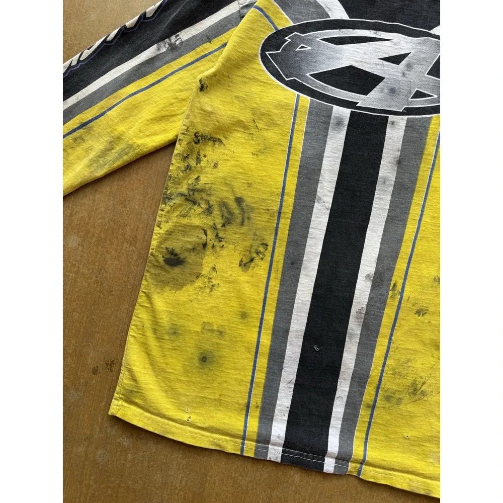 VTG 90s Answer Racewear Trashed Distressed Motocross All Over Print T-Shirt L